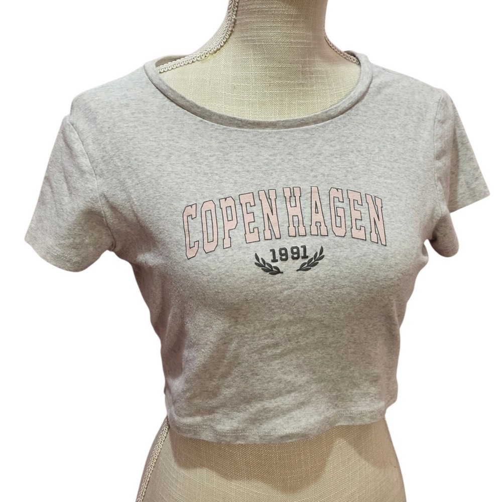 Garage Cotton gray Copenhagen 1991 Graphic Crop Top T Shirt Women's
